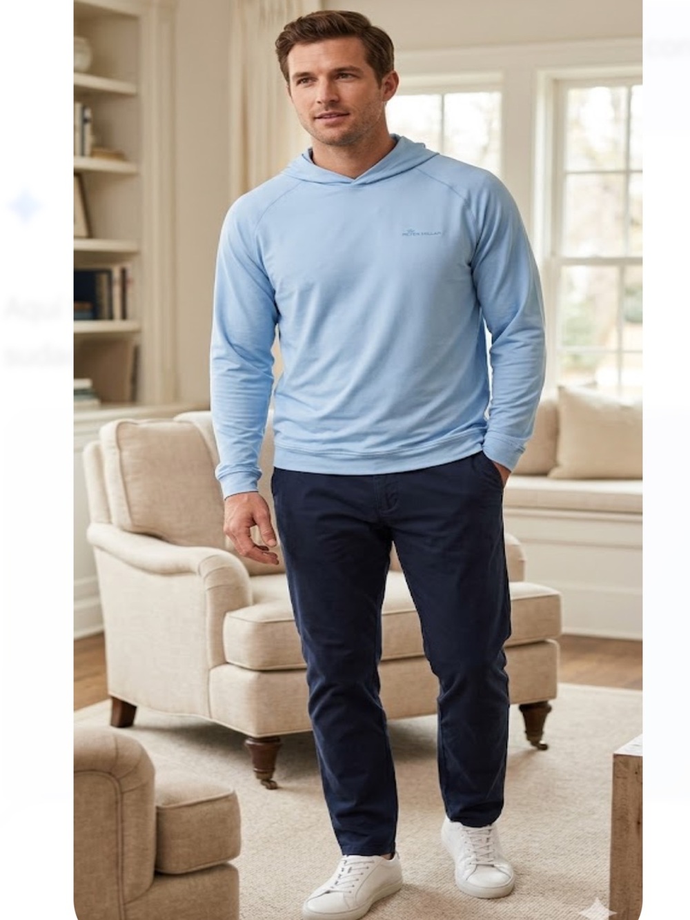 Peter Millar Light Blue Hooded Pullover